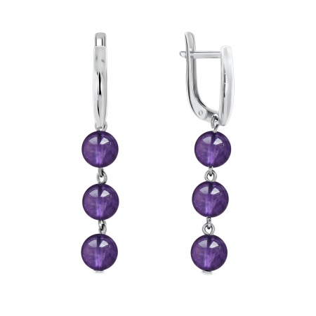 Серьги из серебра с аметист 2340060309 от KRASNOE, металл Серебро, вставка Аметист Серьги из серебра с аметист 2340060309 от KRASNOE, металл Серебро, вставка Аметист