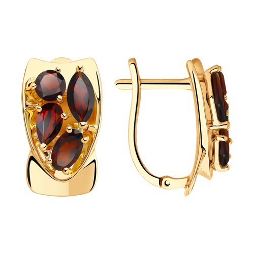 Серьги из золота с гранатом 725865 от KRASNOE, металл Золото, вставка Гранат