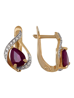 Серьги из золота с рубинами 1920212213 от KRASNOE, металл Золото, вставка Рубин