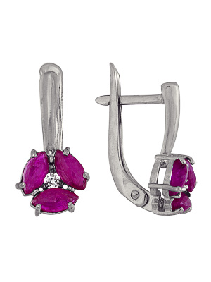 Серьги из серебра с рубином 3987013006-11 от KRASNOE, металл Серебро, вставка Рубин