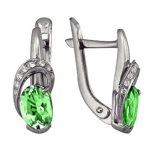 Серьги из серебра с кварцем и фианитами 3702013224-68 от KRASNOE, металл Серебро, вставка Кварц