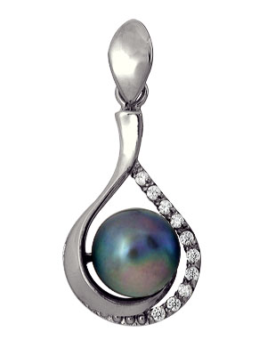 Купить подвеска из серебра с жемчугом и фианитами