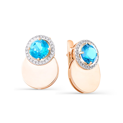 Серьги из золота с топаз swissом 02-1-968-1301-010 от KRASNOE, металл Золото, вставка Топаз Swiss