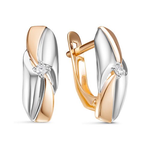 Серьги из золота с бриллиантом БР121405 от KRASNOE, металл Золото, вставка Бриллиант