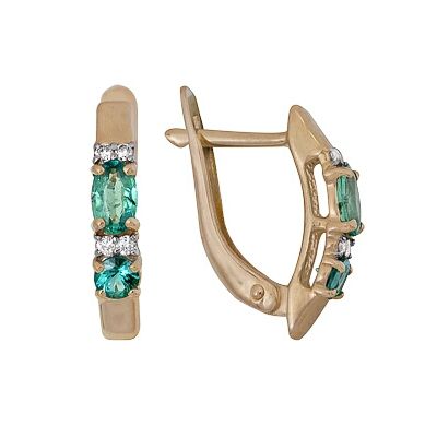 Серьги из золота с изумрудом 1910212350 от KRASNOE, металл Золото, вставка Изумруд