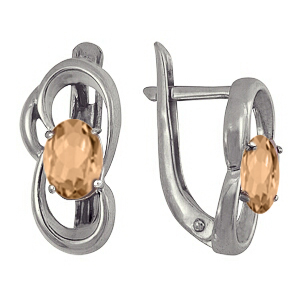 Серьги из серебра с топазом 3087012982 от KRASNOE, металл Серебро, вставка Раухтопаз