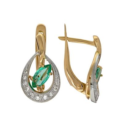 Серьги из золота с изумрудом 22434162 от KRASNOE, металл Золото, вставка Изумруд