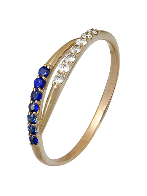 Купить кольцо из золота с бриллиантами и сапфирами в интернет-магазине KRASNOE Купить кольцо из золота с бриллиантами и сапфирами в интернет-магазине KRASNOE