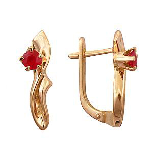 Серьги из золота с рубинами 21201089 от KRASNOE, металл Золото, вставка Рубин