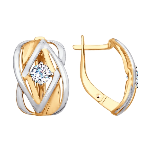 Серьги из золота с фианитом 027755 от KRASNOE, металл Золото, вставка Фианит