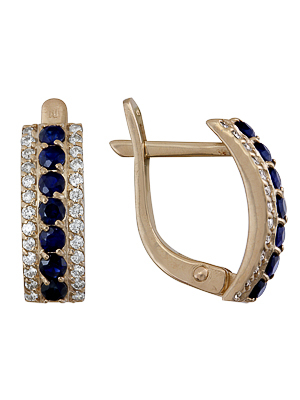 Серьги из золота с натуральными корундами и бриллиантами 1850012072 от KRASNOE, металл Золото, вставка Сапфир