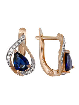 Серьги из золота с сапфиром 1850212213 от KRASNOE, металл Золото, вставка Сапфир