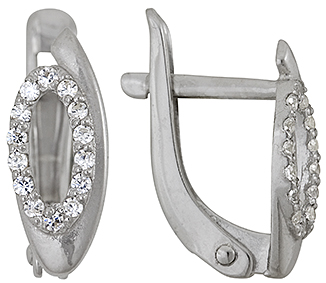 Серьги из серебра с фианитом 3207012192 от KRASNOE, металл Серебро, вставка Фианит