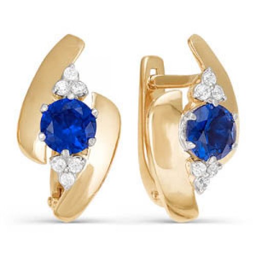 Серьги из золота с сапфиром БР220185 от KRASNOE, металл Золото, вставка Сапфир