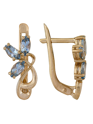 Серьги из золота с топазом 1070011868 от KRASNOE, металл Золото, вставка Топаз