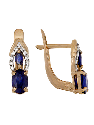 Серьги из золота с сапфиром 1850212466 от KRASNOE, металл Золото, вставка Сапфир