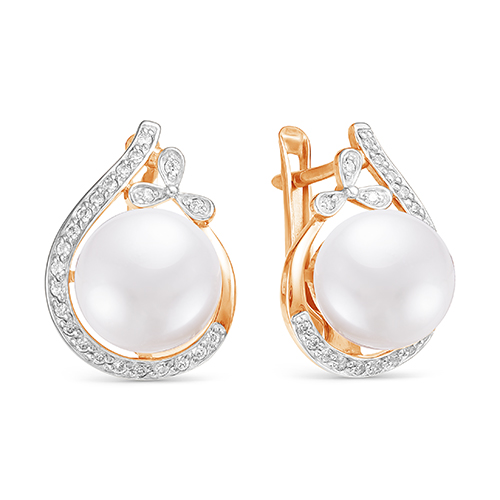 Серьги из золота Z2-8890 от KRASNOE, металл Золото, вставка Жемчуг , фианиты Серьги из золота Z2-8890 от KRASNOE, металл Золото, вставка Жемчуг , фианиты