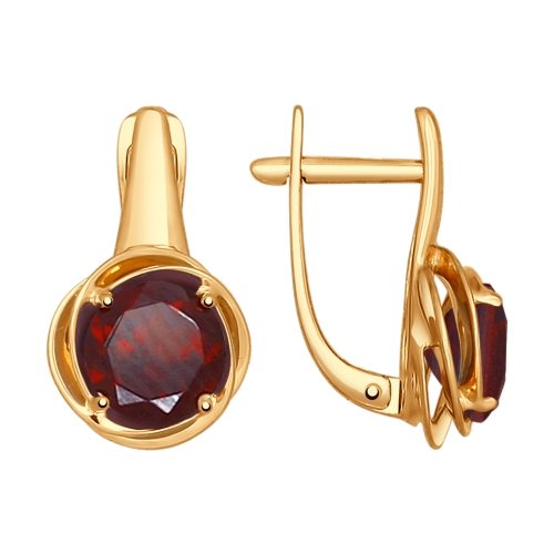 Серьги из золота с гранатом