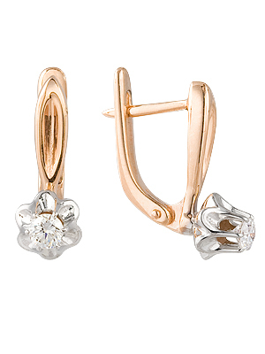 Серьги из золота с фианитами 22027535-1 от KRASNOE, металл Золото, вставка 