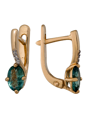 Серьги из золота с изумрудом 1910212280 от KRASNOE, металл Золото, вставка Изумруд