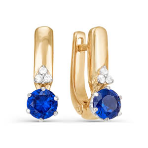 Серьги из золота с сапфиром