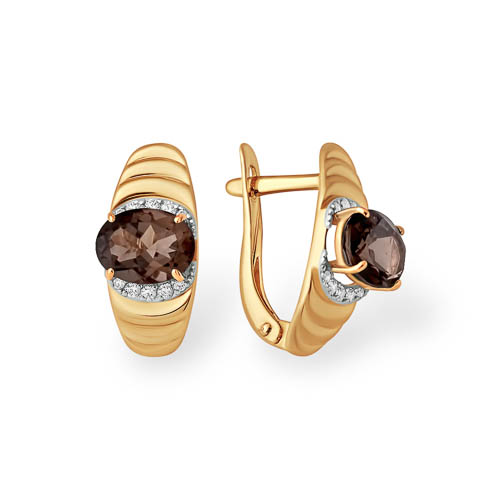 Серьги из золота с топазом С1347889 от KRASNOE, металл Золото, вставка Раухтопаз