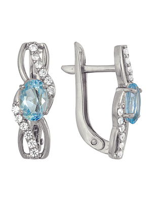 Серьги из серебра с топазами и фианитами 3757013129л от KRASNOE, металл Серебро, вставка Топаз Свисс