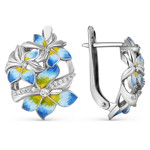 Серьги из серебра с фианитами 3647014035л-5 от KRASNOE, металл Серебро, вставка Фианит