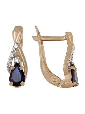 Серьги из золота с сапфирами и бриллиантами 1850212487 от KRASNOE, металл Золото, вставка Сапфир