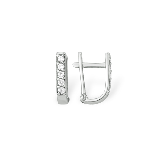 Серьги из серебра с фианитом 1210010563 от KRASNOE, металл Серебро, вставка Фианит