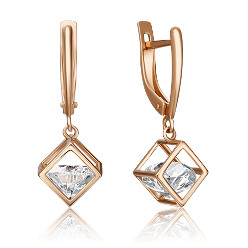 Серьги из золота с фианитом 02-4343-00-401-1110 от KRASNOE, металл Золото, вставка Фианит