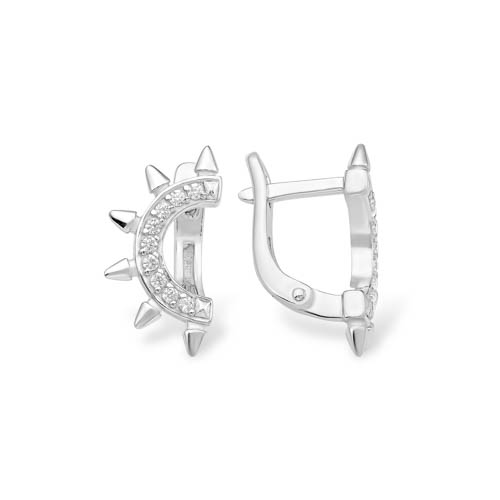 Серьги из серебра с фианитом 1210018563 от KRASNOE, металл Серебро, вставка Фианит