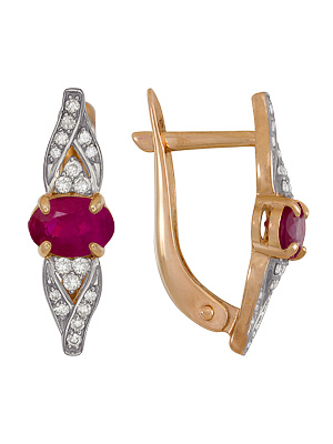 Серьги из золота с рубином 1920212486 от KRASNOE, металл Золото, вставка Рубин