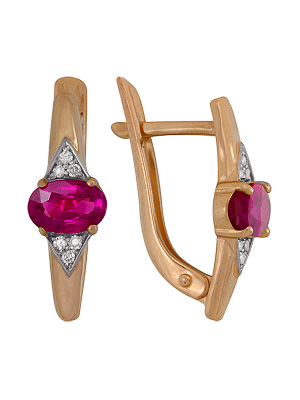 Серьги из золота с рубином 1920212488 от KRASNOE, металл Золото, вставка Рубин