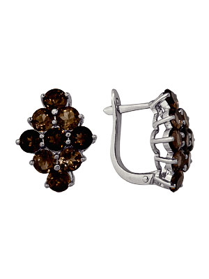 Серьги из серебра с топазами 3087013111 от KRASNOE, металл Серебро, вставка Раухтопаз