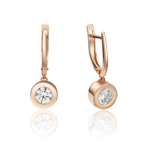 Серьги из золота фианитом 02-4500-00-501-1110-38 от KRASNOE, металл Золото, вставка Фианит Swarovski