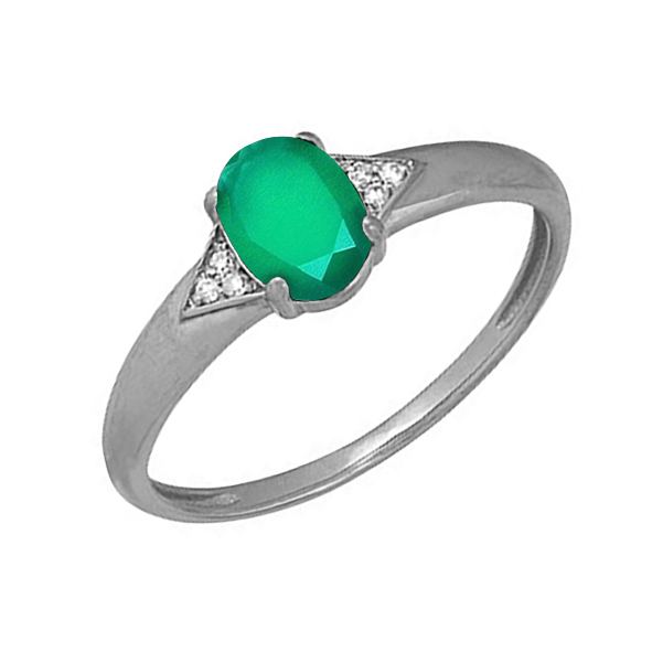 Купить кольцо из серебра с агатом и фианитами в интернет-магазине KRASNOE