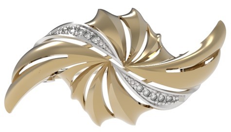 Брошь из золота с фианитом