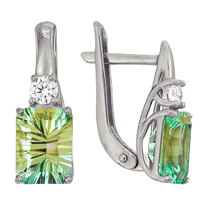 Серьги из серебра с фианитами и султанитами 3617013143 от KRASNOE, металл Серебро, вставка Султанит