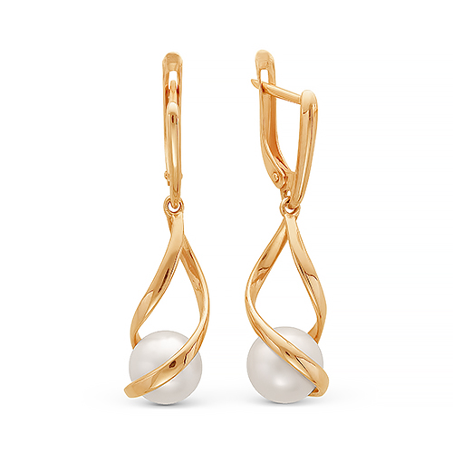 Серьги из золота Z2-9123 от KRASNOE, металл Золото, вставка Жемчуг , фианиты Серьги из золота Z2-9123 от KRASNOE, металл Золото, вставка Жемчуг , фианиты