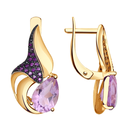 Серьги из золота с аметист 724812 от KRASNOE, металл Золото, вставка Аметист