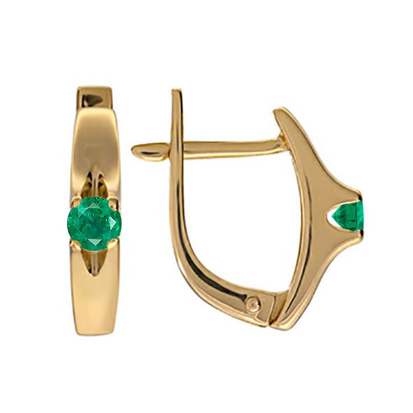 Серьги из золота с изумрудами 21408055 от KRASNOE, металл Золото, вставка Изумруд