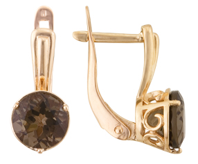 Серьги из золота с топазом 1080011054 от KRASNOE, металл Золото, вставка Раухтопаз