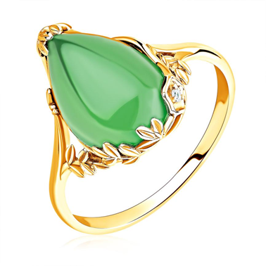 Кольцо из серебра с агатом и фианитом из коллекции Уральские самоцветы