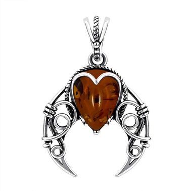 Подвеска из серебра с янтарём из коллекции Лунница