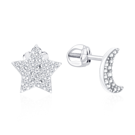 Пусеты из серебра с фианитами из коллекции Young Star