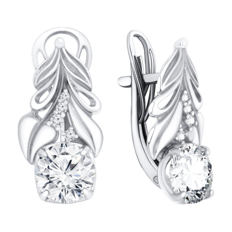 Серьги из серебра с фианитами из коллекции Соло кристаллов