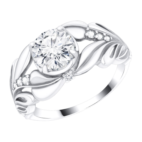 Кольцо из серебра с фианитами из коллекции Соло кристаллов