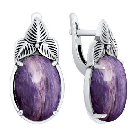 Серьги из серебра с чароитами из коллекции Flowers
