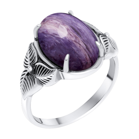 Кольцо из серебра с чароитом из коллекции Flowers